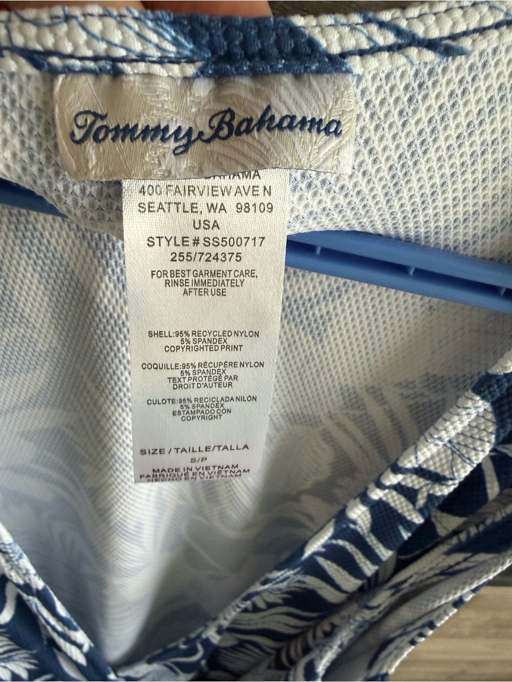 Tommy Bahama Navy & White Tropical Print Jumpsuit Romper - Picture 3 of 6